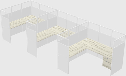 Shared l-shaped cubicle