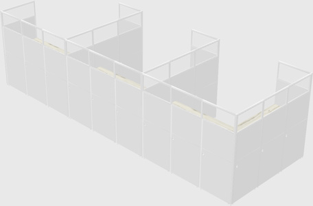 Shared l-shaped cubicle