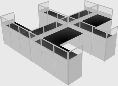 Shared l-shaped cubicle