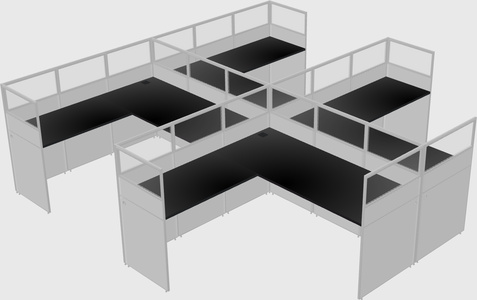 Shared l-shaped cubicle