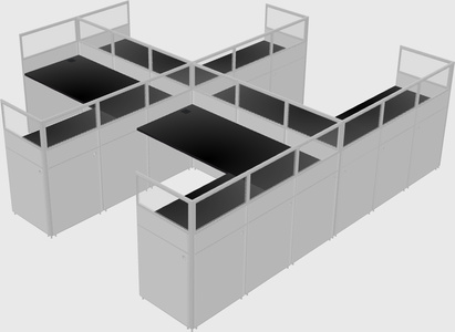 Shared l-shaped cubicle