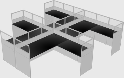 Shared l-shaped cubicle