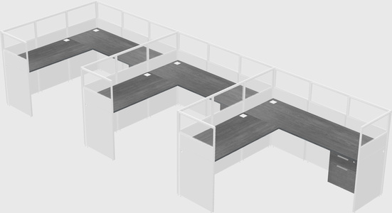 Shared l-shaped cubicle