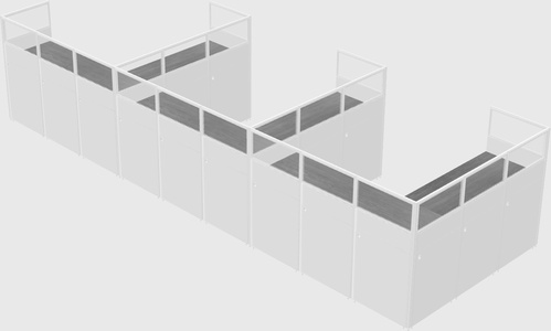 Shared l-shaped cubicle