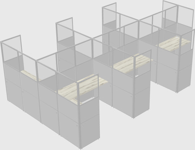 Shared l-shaped cubicle