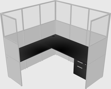 Cubículo compartido en forma de l