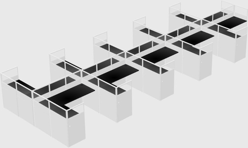 Shared l-shaped cubicle