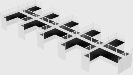 Shared l-shaped cubicle