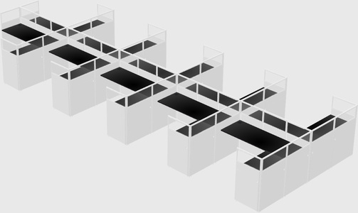 Shared l-shaped cubicle