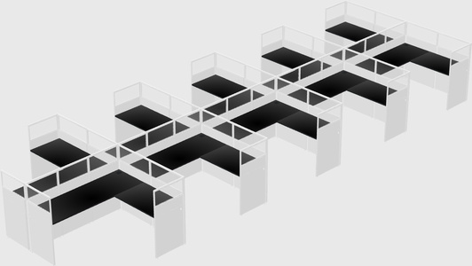Shared l-shaped cubicle