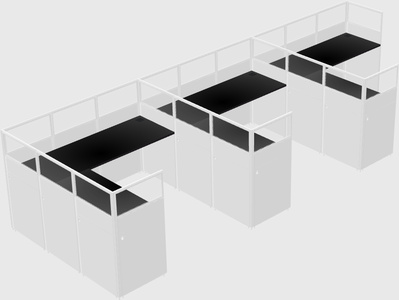 Shared l-shaped cubicle