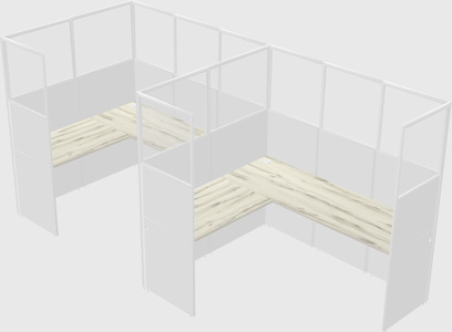 Shared l-shaped cubicle