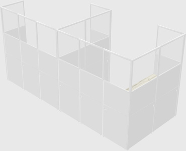 Shared l-shaped cubicle