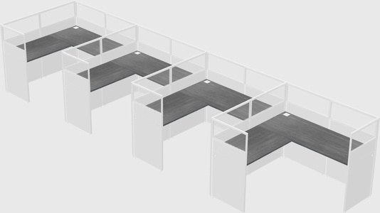 Shared l-shaped cubicle