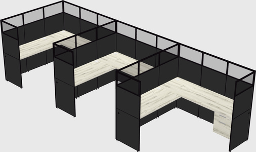 Shared l-shaped cubicle