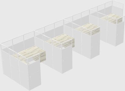 Shared l-shaped cubicle