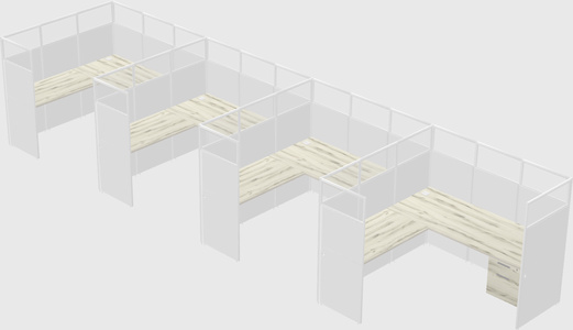 Shared l-shaped cubicle