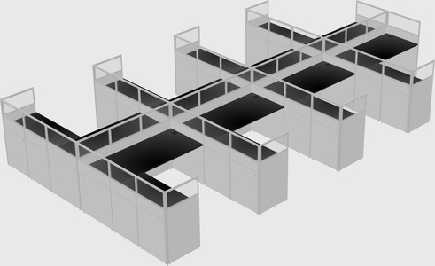 Shared l-shaped cubicle