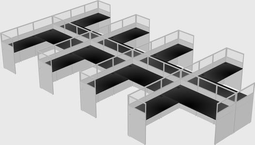 Shared l-shaped cubicle