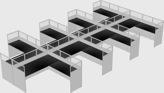 Shared l-shaped cubicle