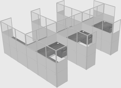 Shared l-shaped cubicle