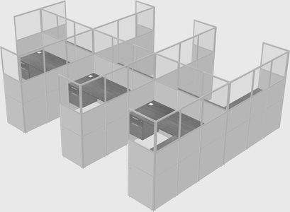 Shared l-shaped cubicle