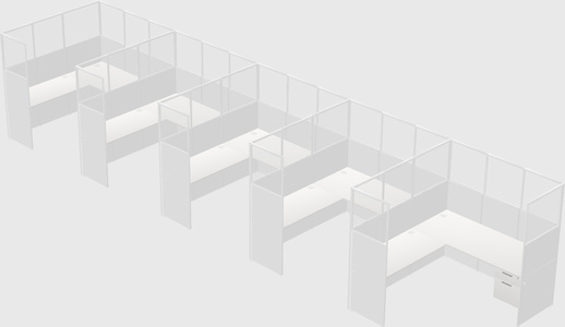 Shared l-shaped cubicle