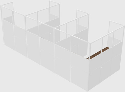 Shared l-shaped cubicle