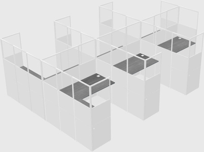 Shared l-shaped cubicle