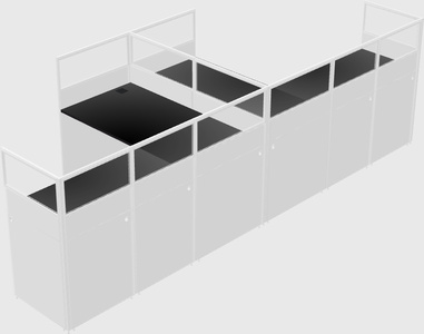 Shared l-shaped cubicle