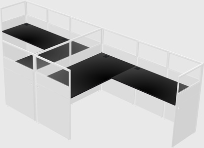Shared l-shaped cubicle