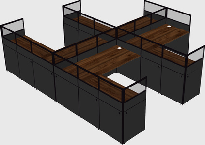 Shared l-shaped cubicle