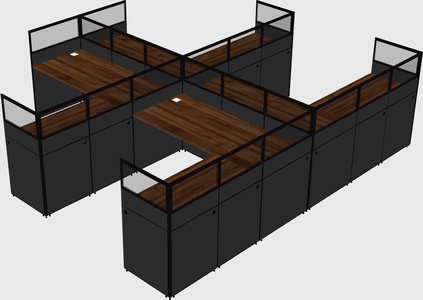 Shared l-shaped cubicle