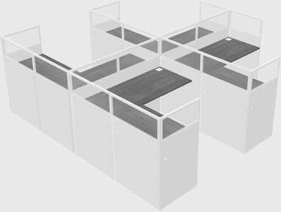 Shared l-shaped cubicle