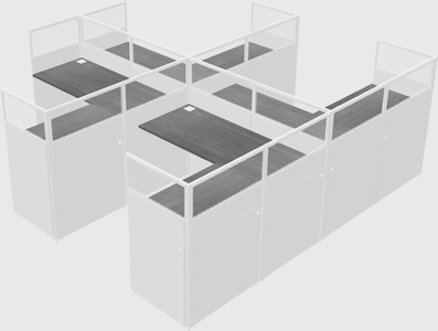 Shared l-shaped cubicle