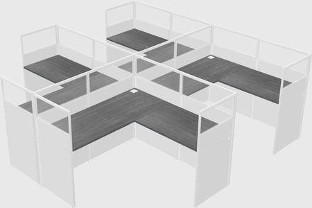 Shared l-shaped cubicle