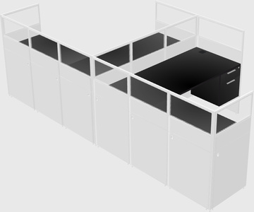 Shared l-shaped cubicle