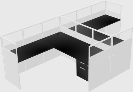 Shared l-shaped cubicle