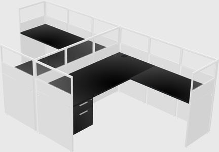 Shared l-shaped cubicle