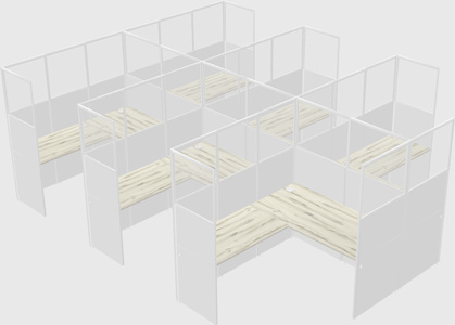 Shared l-shaped cubicle