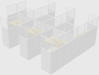 Shared l-shaped cubicle