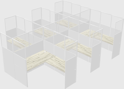 Shared l-shaped cubicle