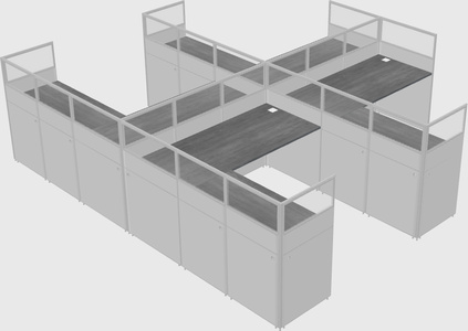 Shared l-shaped cubicle