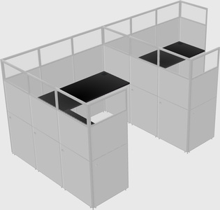 Shared l-shaped cubicle