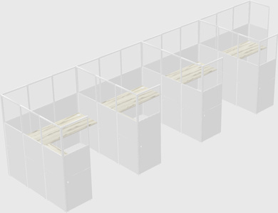 Shared l-shaped cubicle