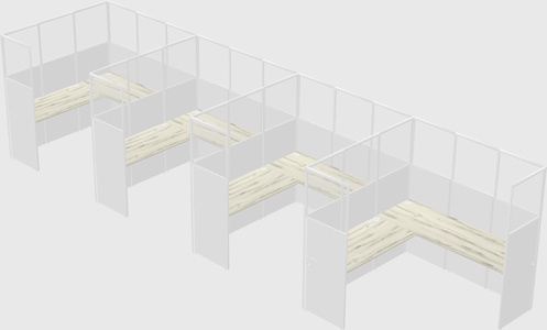 Shared l-shaped cubicle