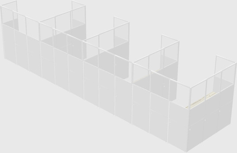 Shared l-shaped cubicle