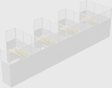 Shared l-shaped cubicle