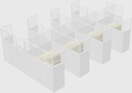 Shared l-shaped cubicle