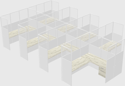 Shared l-shaped cubicle